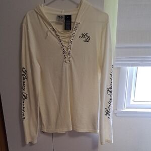 Harley-Davidson Cream Lace-Up Hoodie